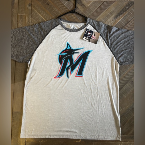 Stitches Other - Stitches Gray and White Miami Marlins Short Sleeve Tee